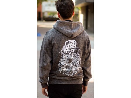 Bike and Brew Faded Grey Skully Hoodie