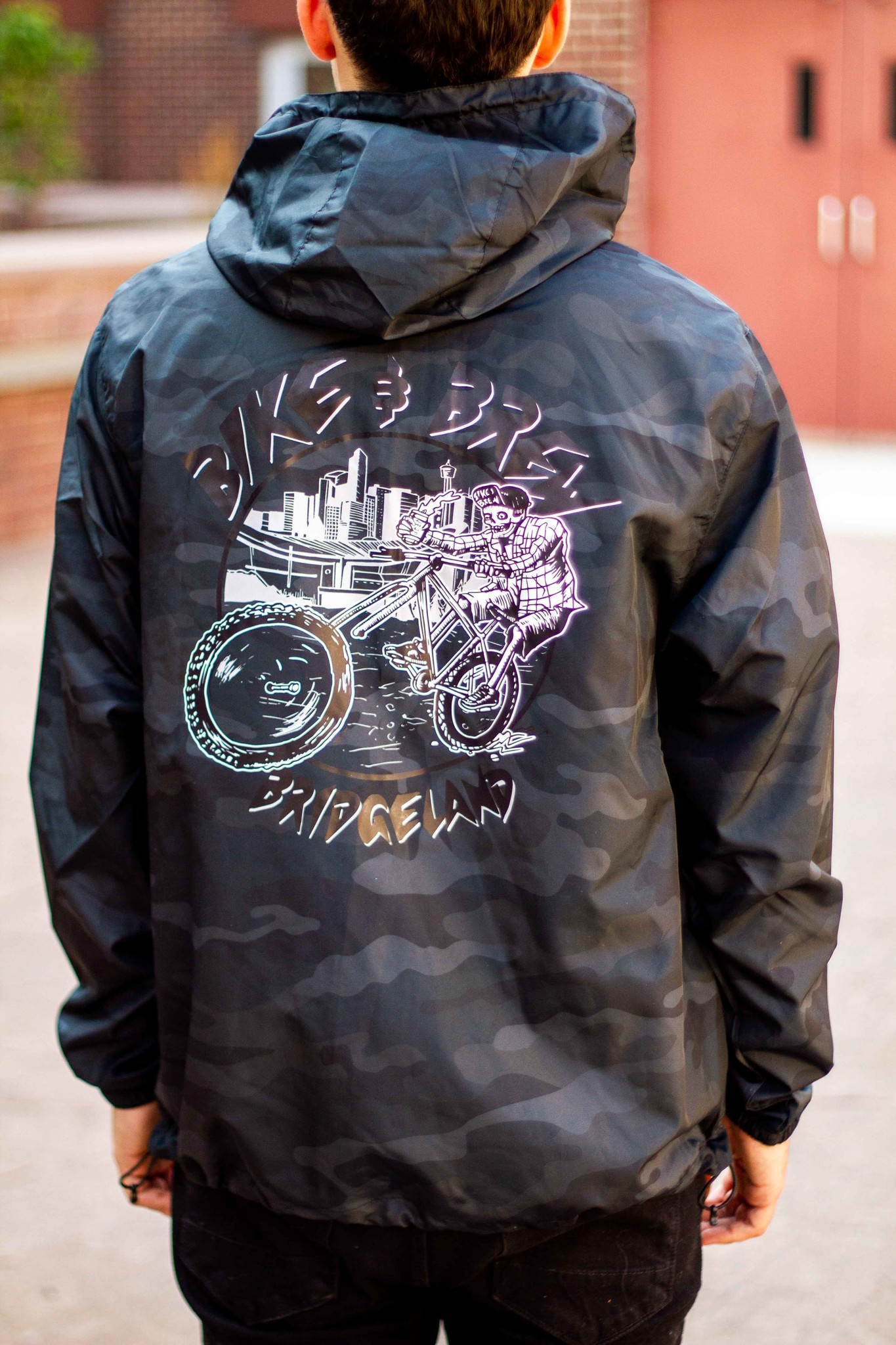 BIKE AND BREW Black Camo Anorak Windbreaker