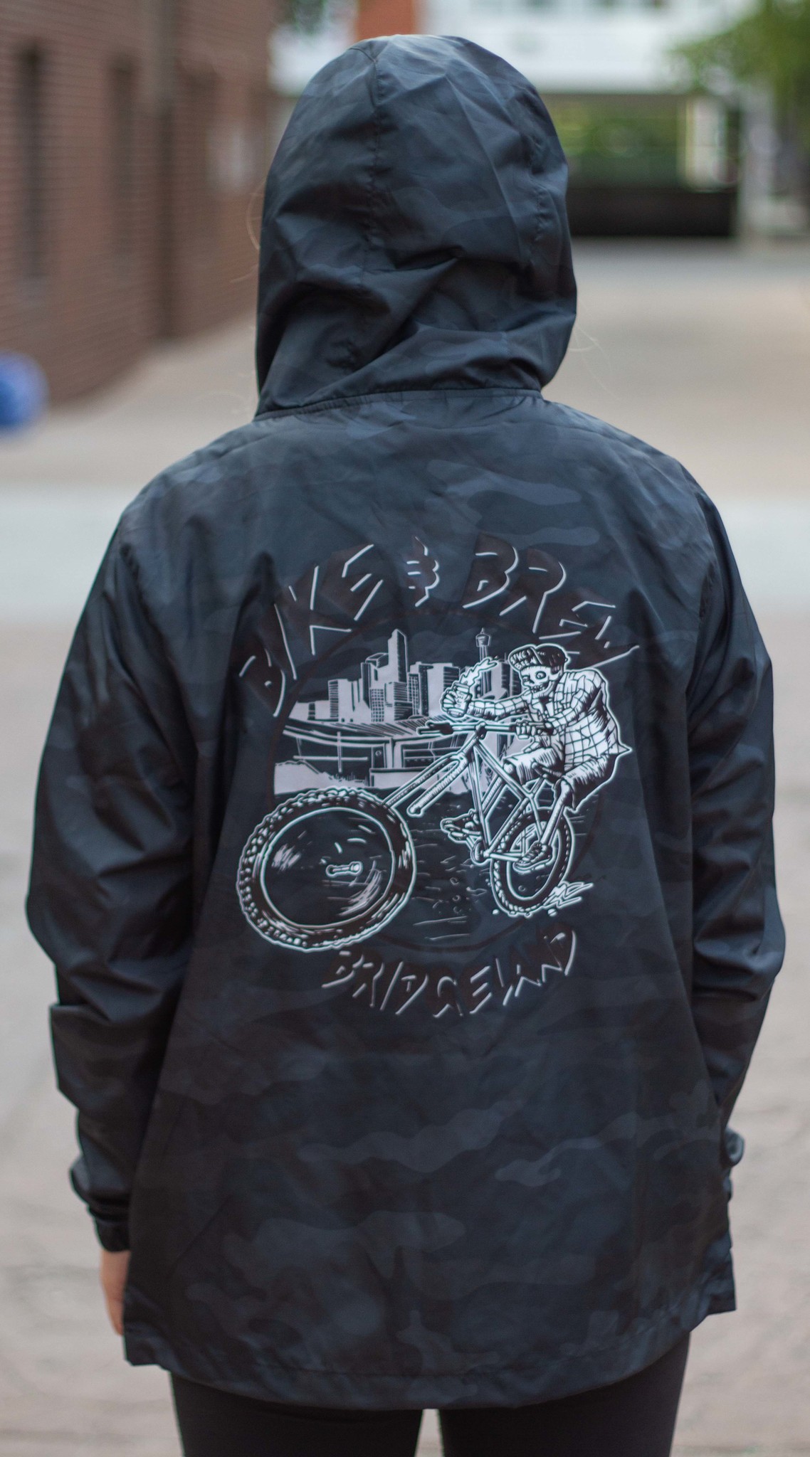 BIKE AND BREW Black Camo Anorak Windbreaker