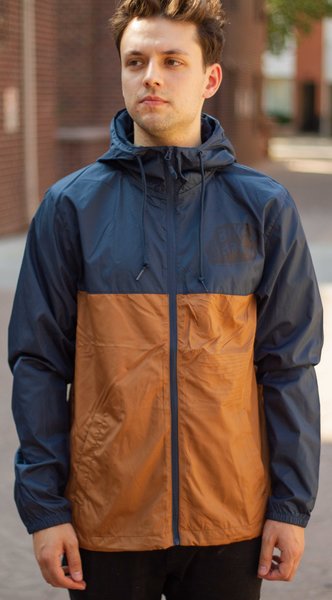 Bike and Brew Full Zip Windbreaker Blue/Brown - Bike and Brew