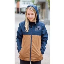 BIKE AND BREW Blue/Brown Full Zip Windbreaker
