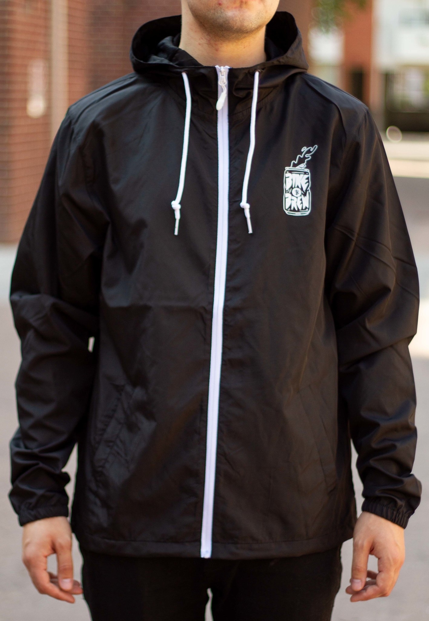 BIKE AND BREW Black Full Zip Windbreaker