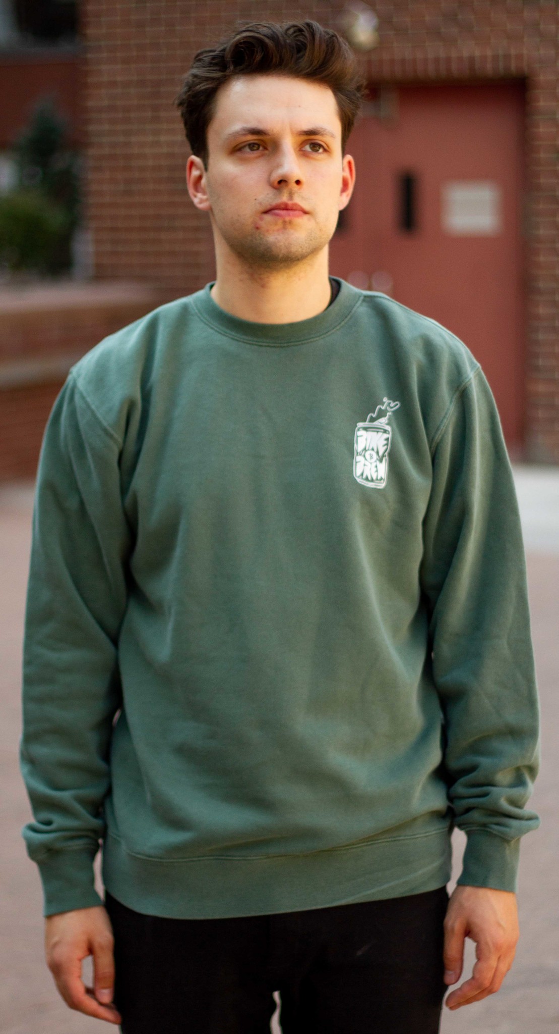 BIKE AND BREW Green 'Can' Crewneck