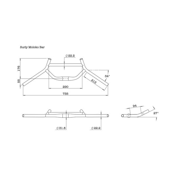 Surly Moloko Handlebar 31.8 Black