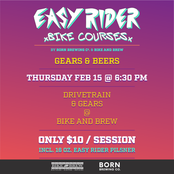 Bike and Brew Easy Rider Bike Courses - February 15 Gears & Beers