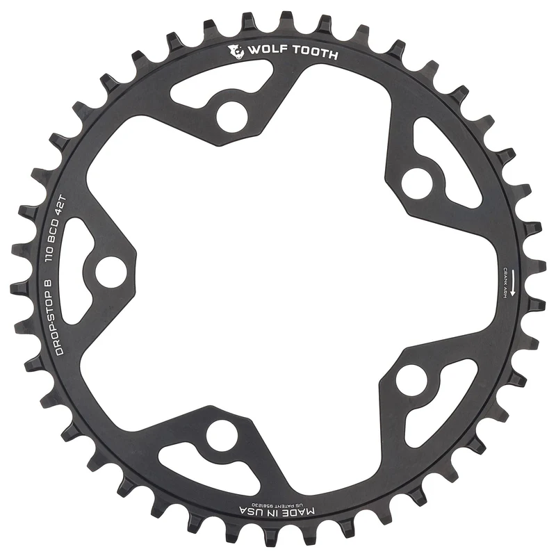 WOLF TOOTH Components 110 BCD 5 Bolt Dropstop B Chainring Compatible w/ SRAM Flattop