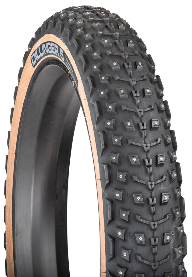 45NRTH Dillinger 5 Tire - 27.5 x 4.5 Tubeless Folding 60tpi 252 Concave Carbide Aluminum Studs - Tan