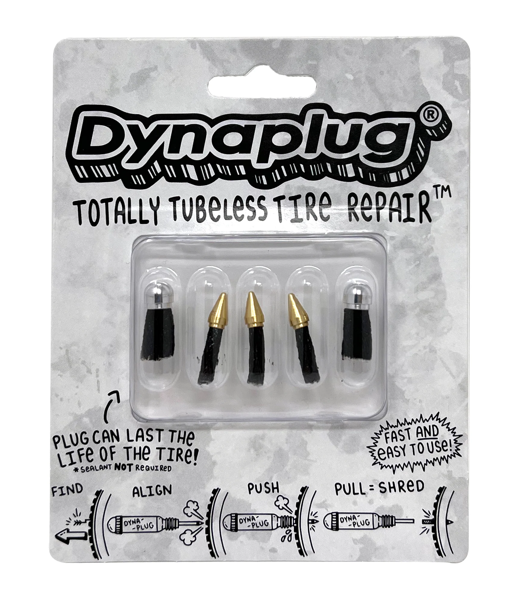 DYNAPLUG Combo Pack 5 Tubeless Tire Repair Plugs (Pointed Soft Nose Tip + Megaplug)
