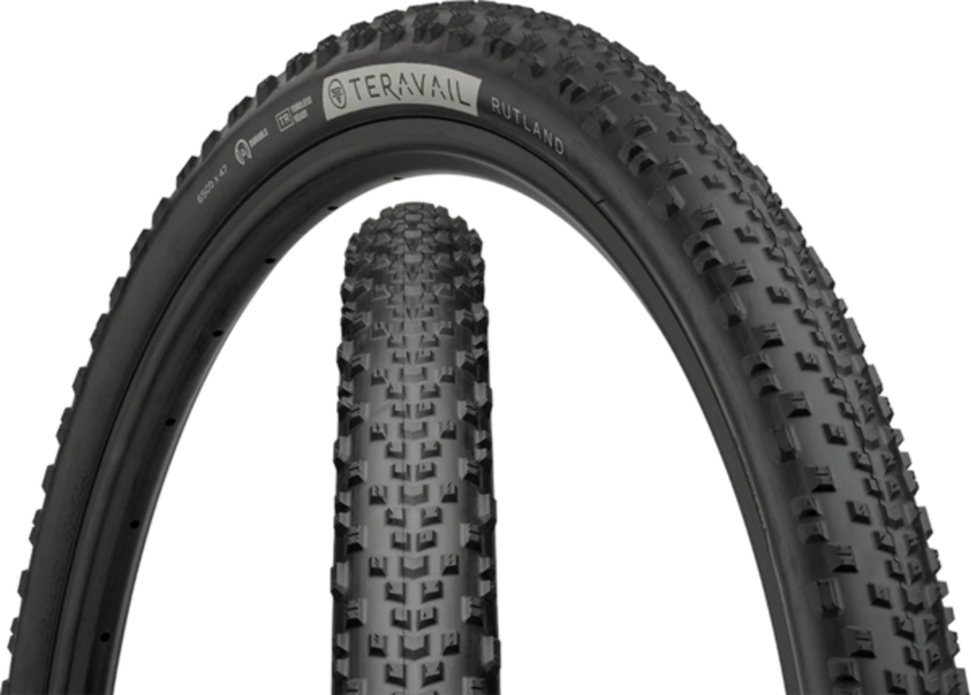 TERAVAIL Rutland Tire - 650b x 47 Tubeless Folding Light and Supple - Black