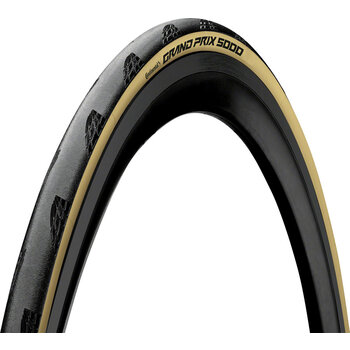 CONTINENTAL Grand Prix 5000 Tire - 700 x 28 Clincher Folding BlackChili Vectran Breaker LazerGrip ACT - Black/Cream