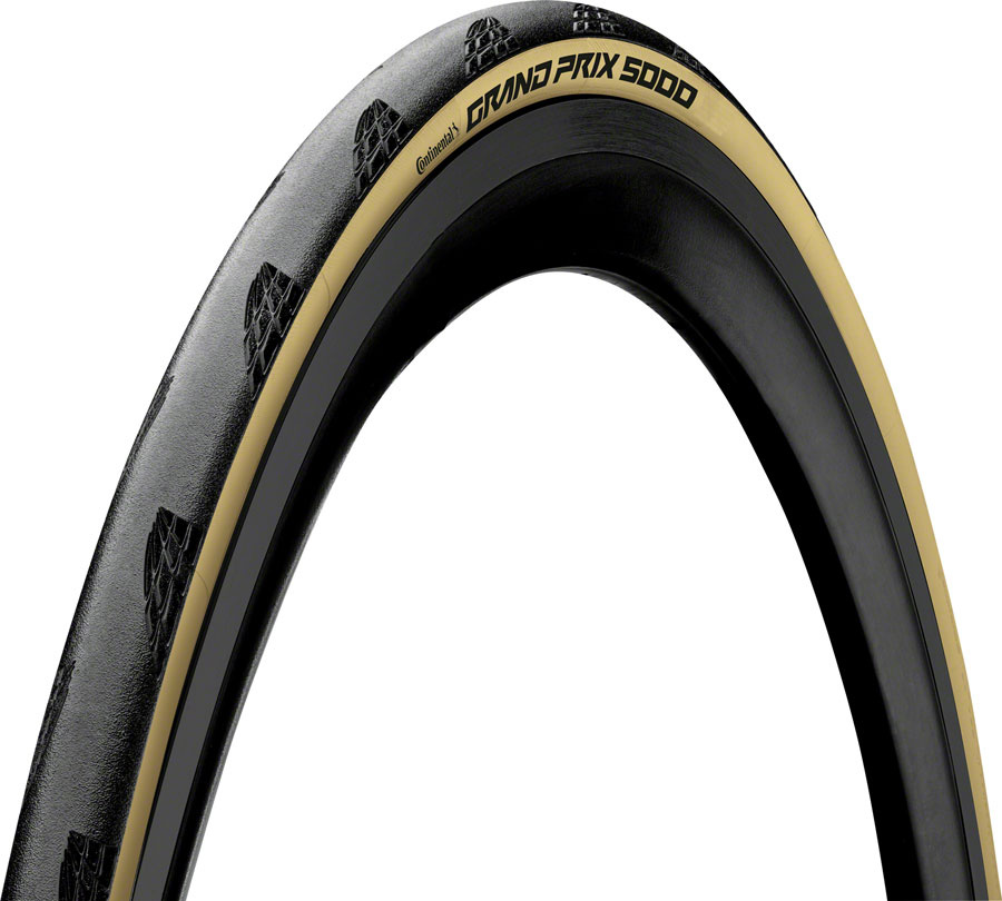 CONTINENTAL Grand Prix 5000 Tire - 700 x 28 Clincher Folding BlackChili Vectran Breaker LazerGrip ACT - Black/Cream