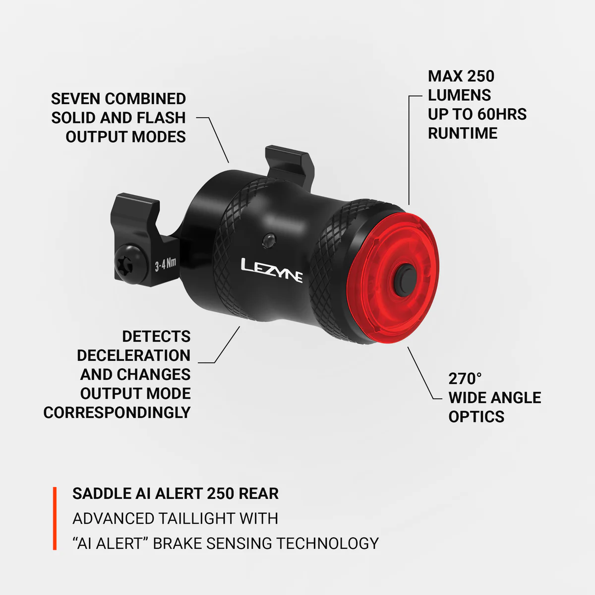 LEZYNE Saddle Ai Alert 250 Rear
