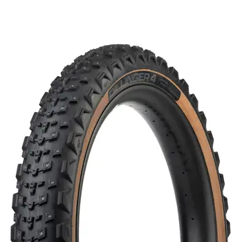 45NRTH Dillinger 4 | Tubeless, Folding, Tan | 26 x 4.2, 60 TPI | Concave Carbide Aluminum Studs