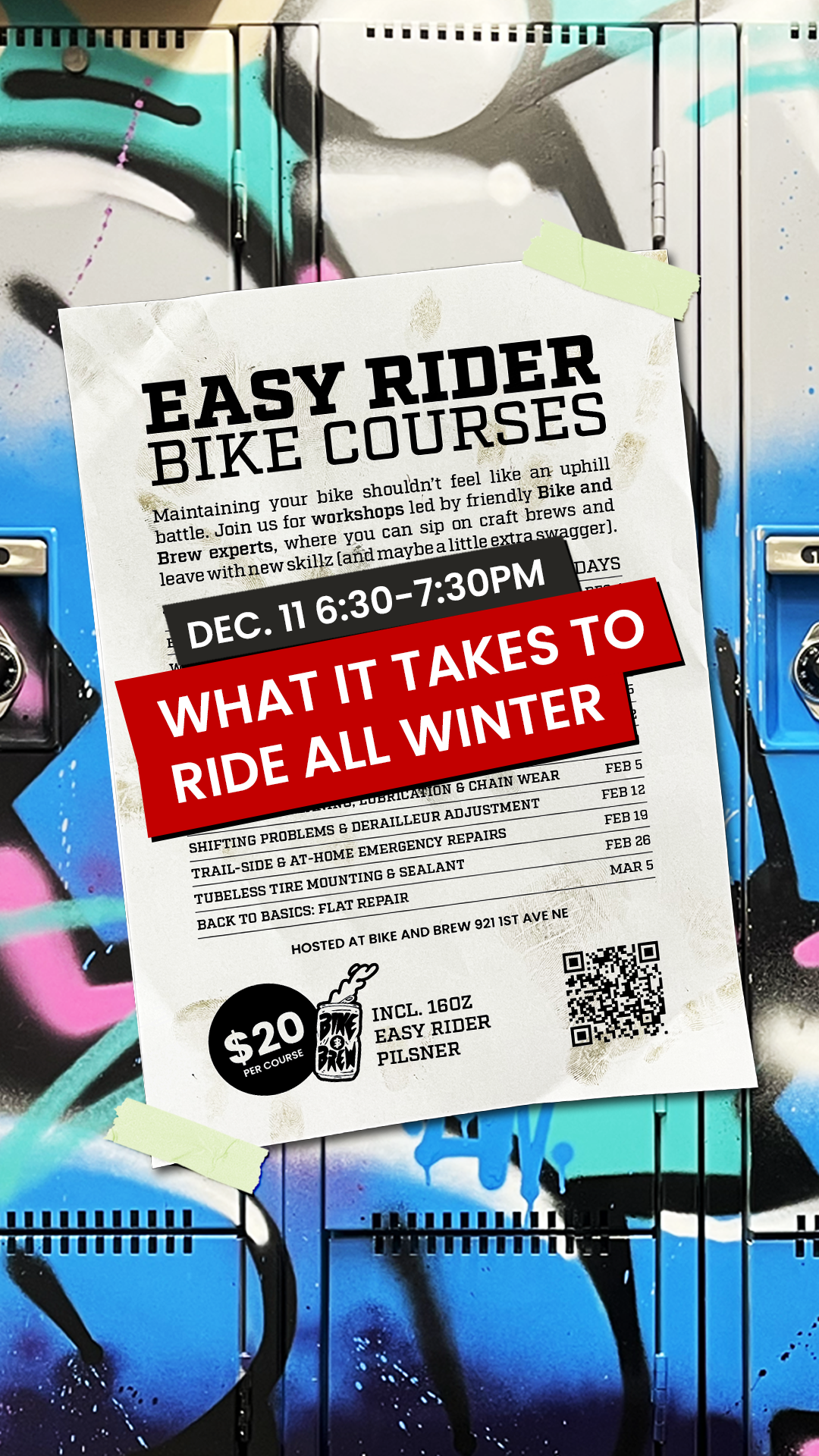 BIKE AND BREW Easy Rider Bike Courses - What it takes to ride ALL Winter, December 11th