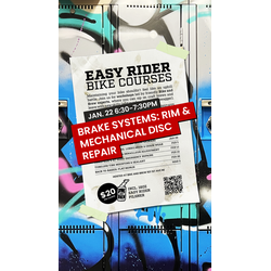 BIKE AND BREW Easy Rider Bike Courses - Rim and Mechanical Disc: January 22nd