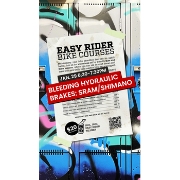 BIKE AND BREW Easy Rider Bike Courses - Bleeding Hydraulic Brakes: Shimano/Sram: January 29th