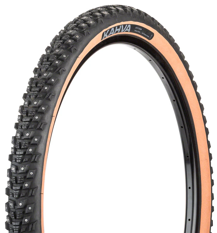 45NRTH Kahva Tire - 27.5 x 2.1, Tubeless, Folding, Tan, 60 TPI, 240 Concave Carbide Studs