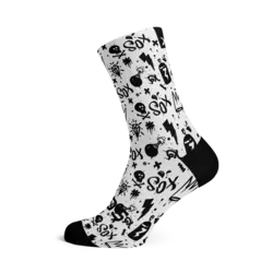 SOX Doodle White Crew Socks