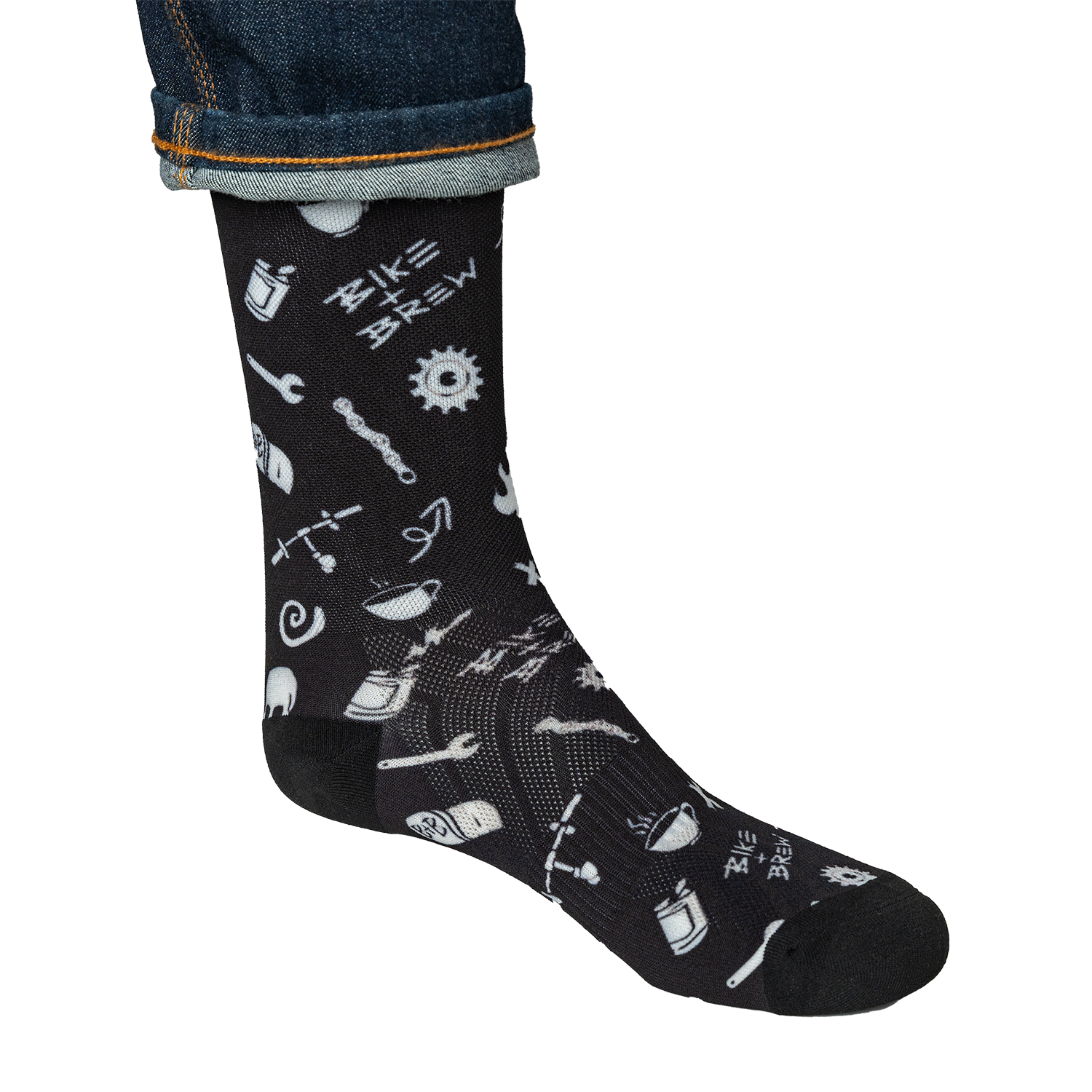 BIKE AND BREW Tech Sock - Party Print