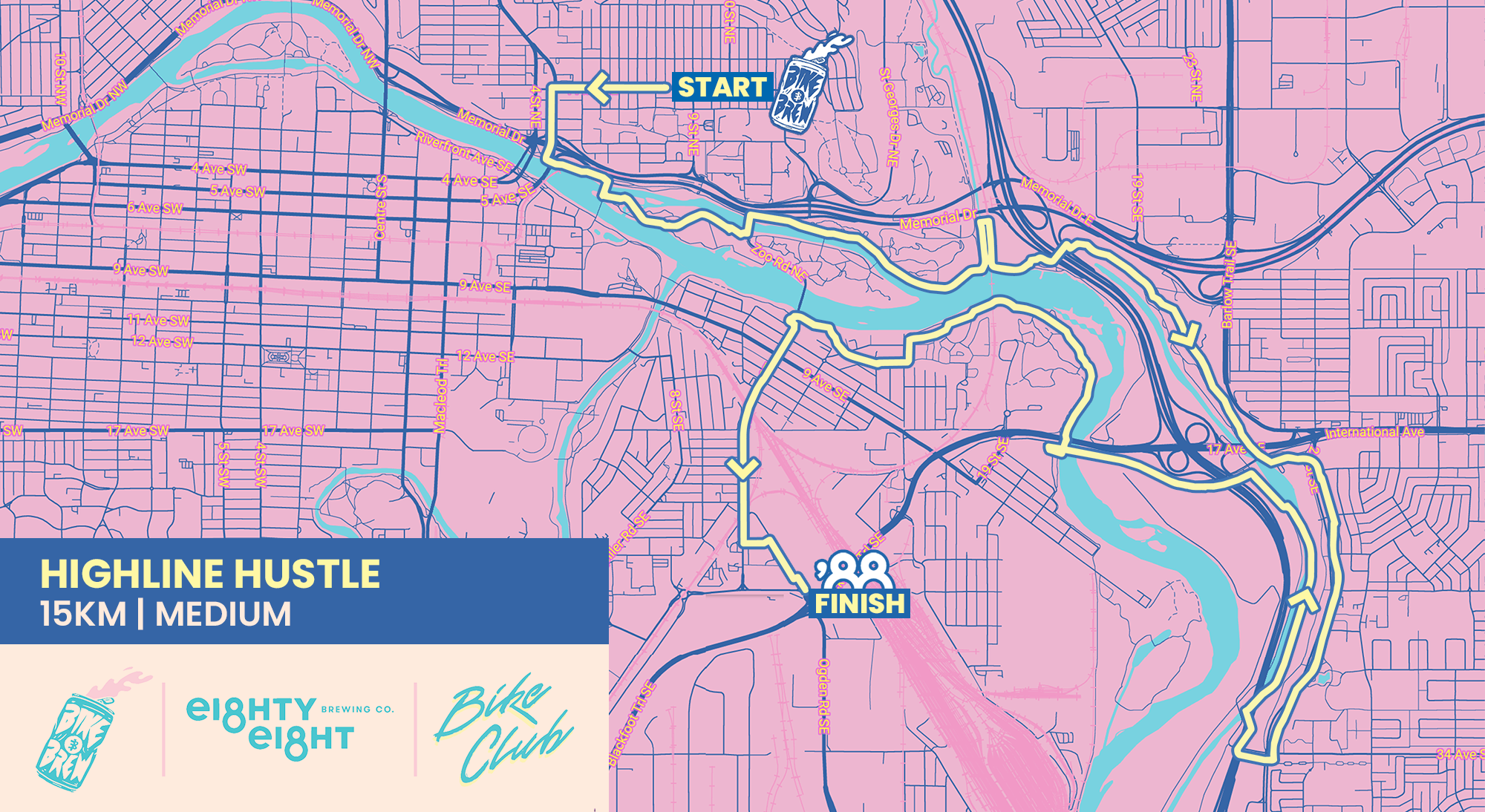 Bike and Brew Bike Club Map Route called Don's Revenge in Calgary, Alberta, Canada for June 24th, 2026