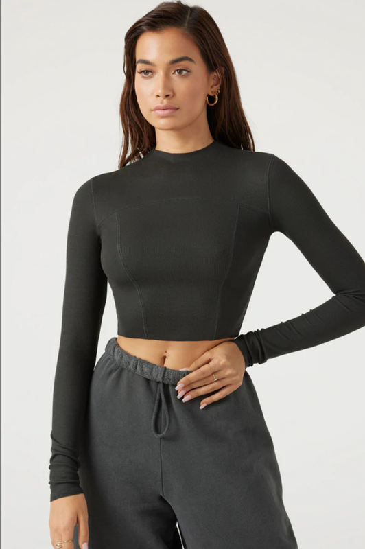 Joah Brown Contrast Stitch Long Sleeve