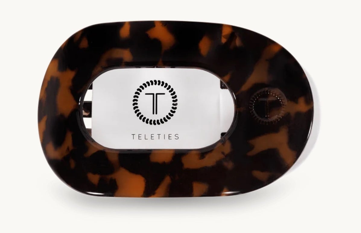 Teleties Small Flat Round Clip Tortoise