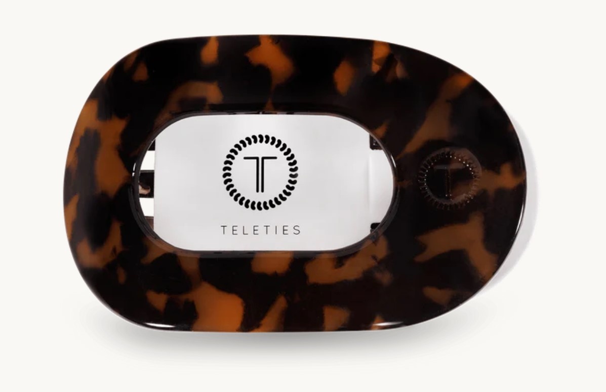 Teleties Medium Flat Round Clip Tortoise