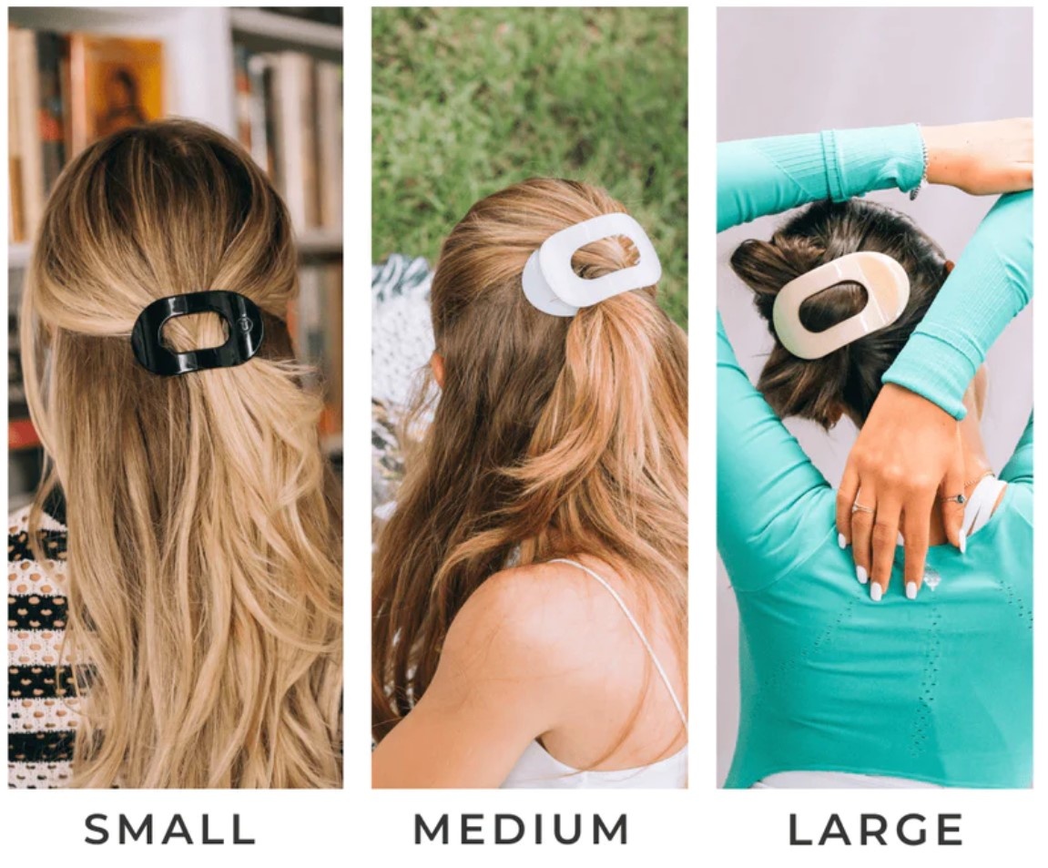 Teleties Medium Flat Round Clip Jet Black