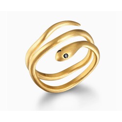 Satya Black Spinel Gold Snake Ring Adjustable