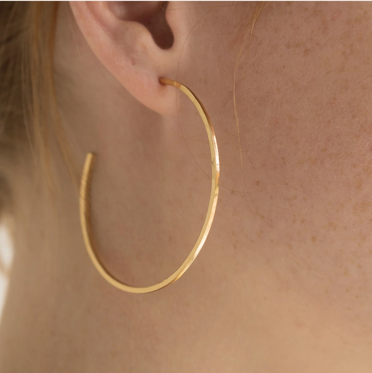 Brenda Grands Thin Hammered Hoops