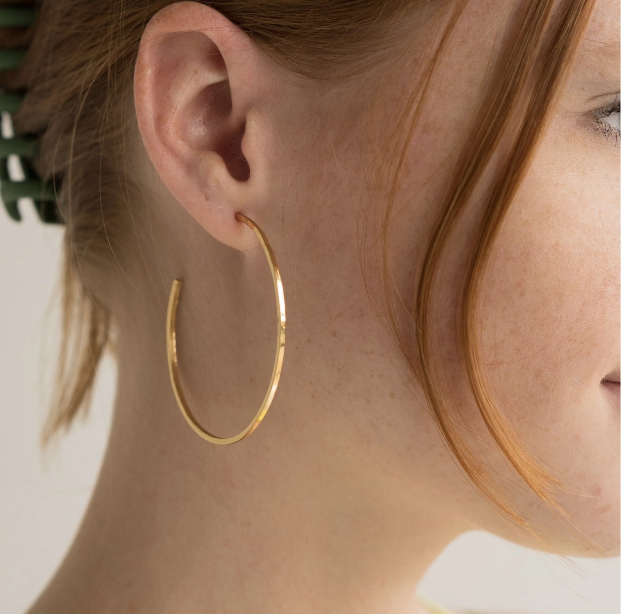 Brenda Grands Thin Hammered Hoops
