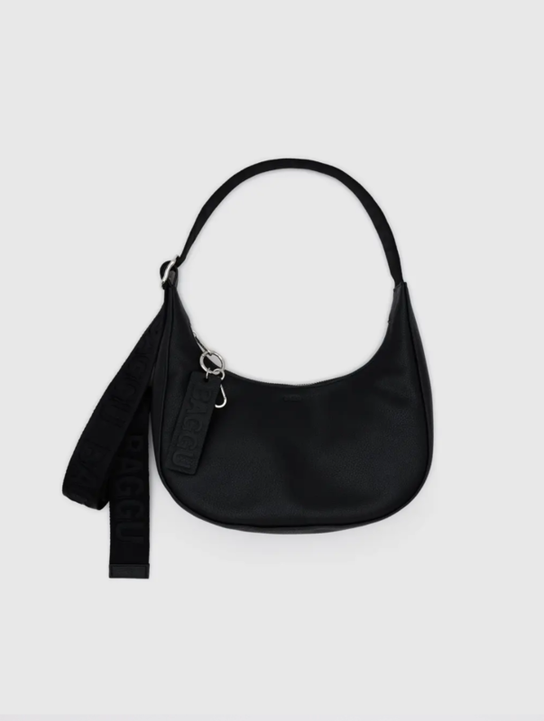 Small Recycled Leather Crescent Bag