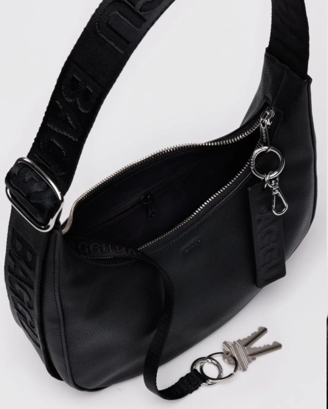 Small Recycled Leather Crescent Bag