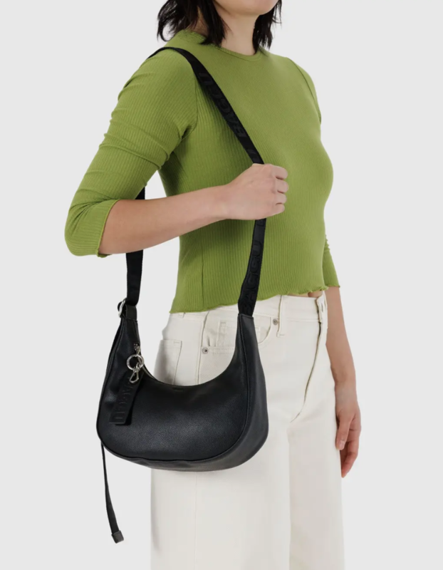 Small Recycled Leather Crescent Bag