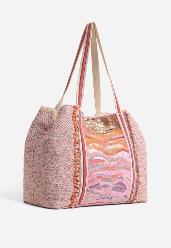 America & Beyond Orange to Mauve Ombre Embellished Tote