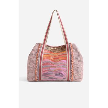 America & Beyond Orange to Mauve Ombre Embellished Tote