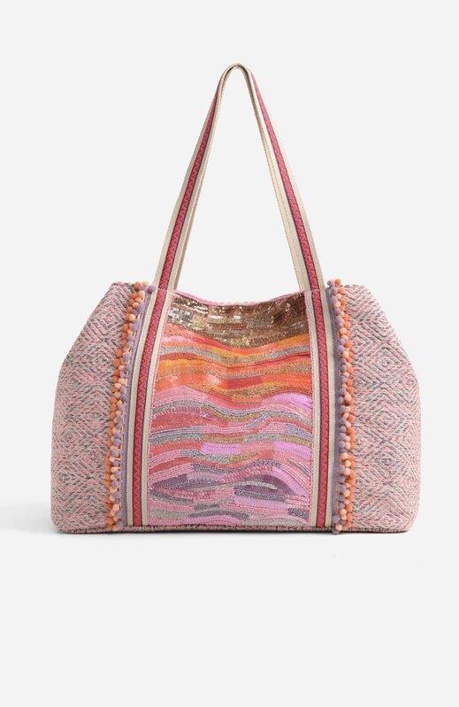 America & Beyond Orange to Mauve Ombre Embellished Tote