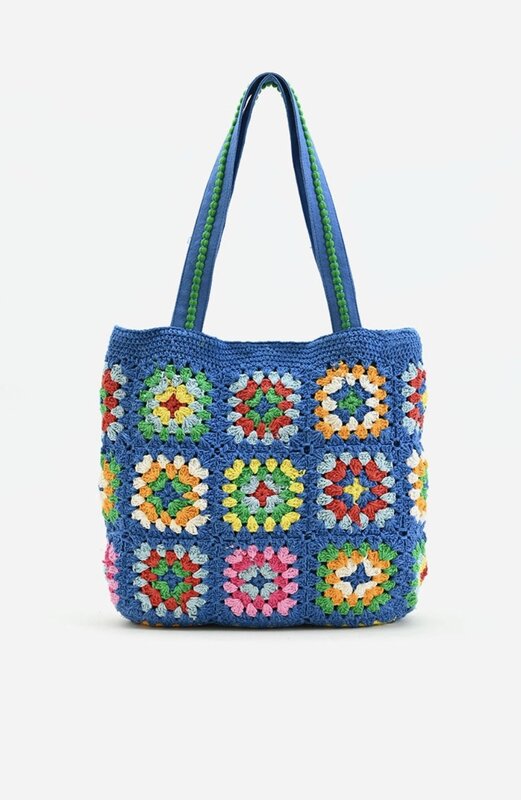 America & Beyond Blue Handmade Crochet Bag