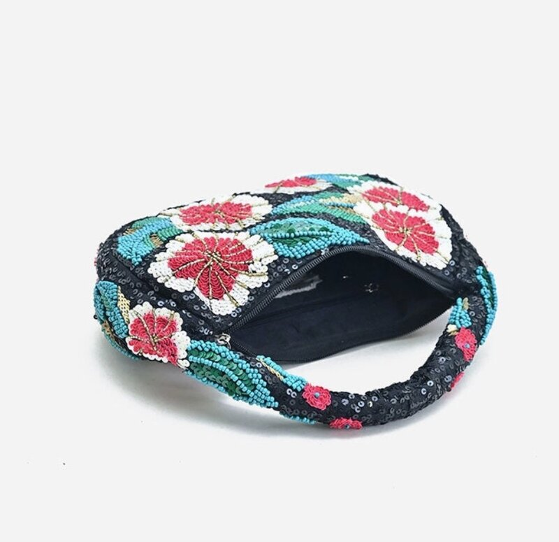 America & Beyond Midnight Blossom Beaded Satchel