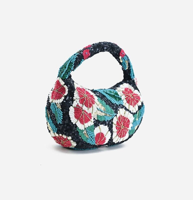 America & Beyond Midnight Blossom Beaded Satchel