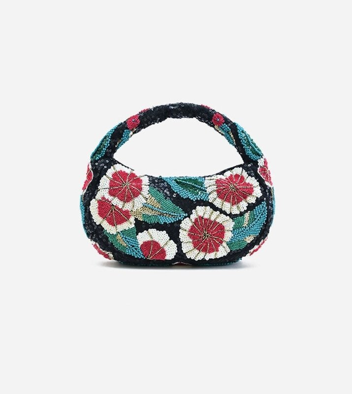 America & Beyond Midnight Blossom Beaded Satchel