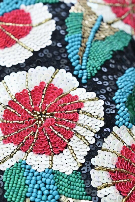 America & Beyond Midnight Blossom Beaded Satchel