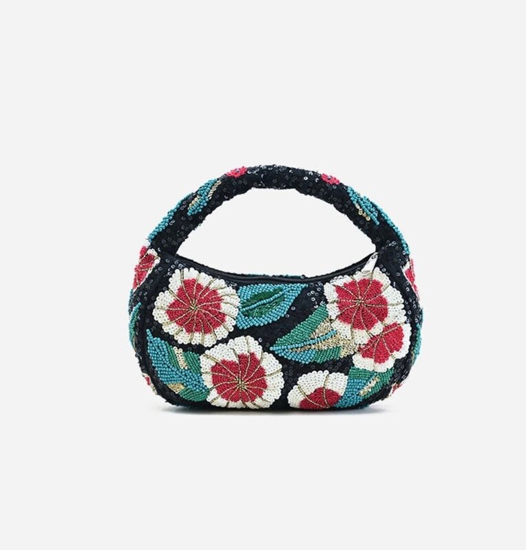 America & Beyond Midnight Blossom Beaded Satchel