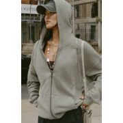 トップス user Joah Brown Oversized Zip Hoodie | Red's Threads - Red's Threads
