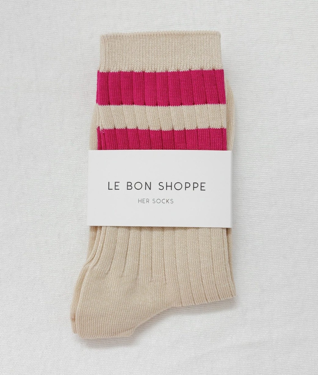 Le Bon Shoppe Her Varsity Socks Magenta
