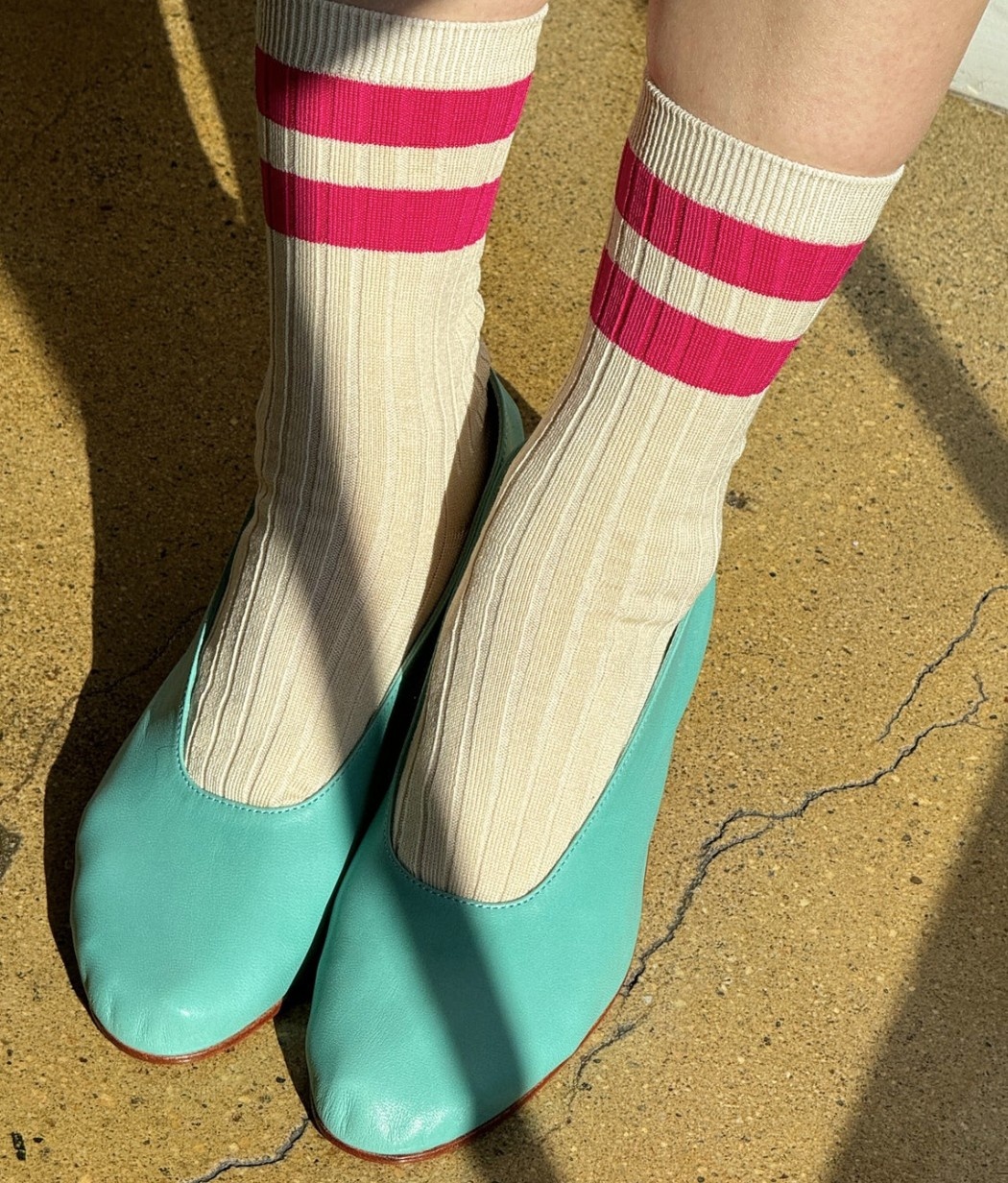 Le Bon Shoppe Her Varsity Socks Magenta