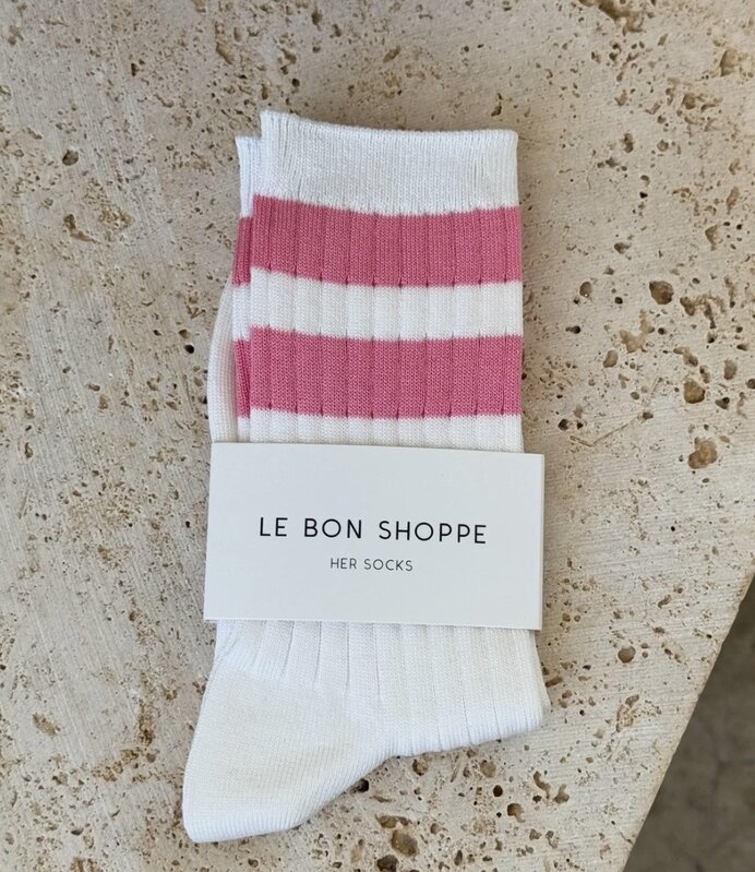 Le Bon Shoppe Her Varsity Socks Pink Stripe