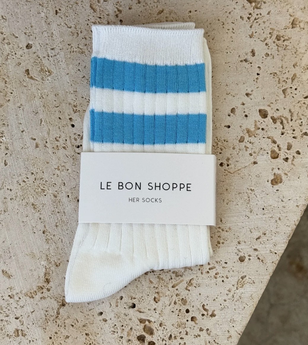Le Bon Shoppe Her Varsity Socks Blue Stripe