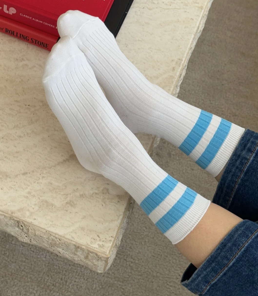 Le Bon Shoppe Her Varsity Socks Blue Stripe