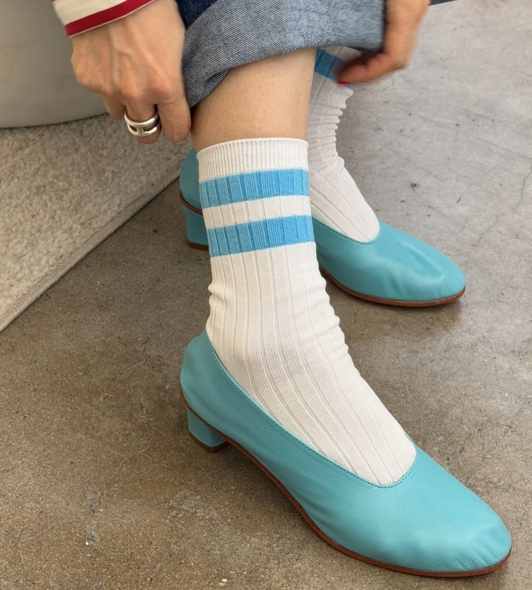 Le Bon Shoppe Her Varsity Socks Blue Stripe